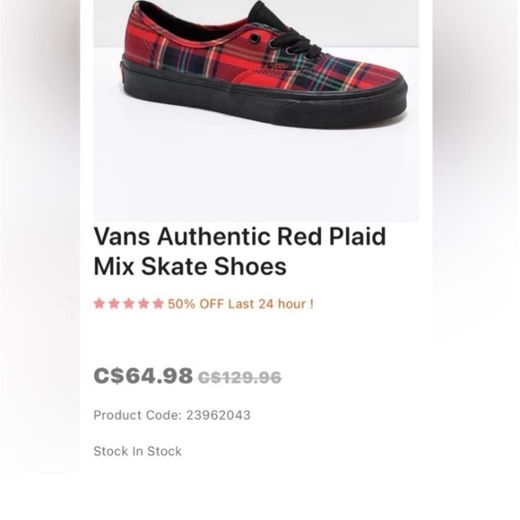 Vans Plaid Tartan Tie Up Skateboard Shoes - Picture 12 of 13